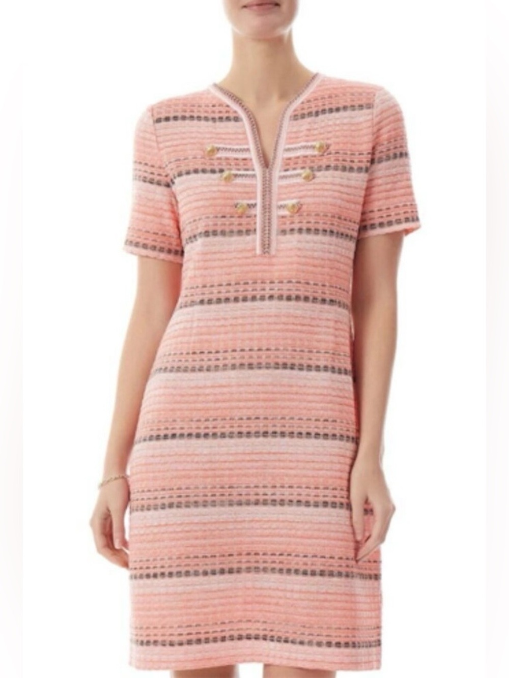 Ming Wang Honeycomb Stripe Knit Shift Dress size XL